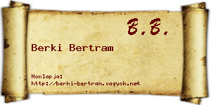 Berki Bertram névjegykártya